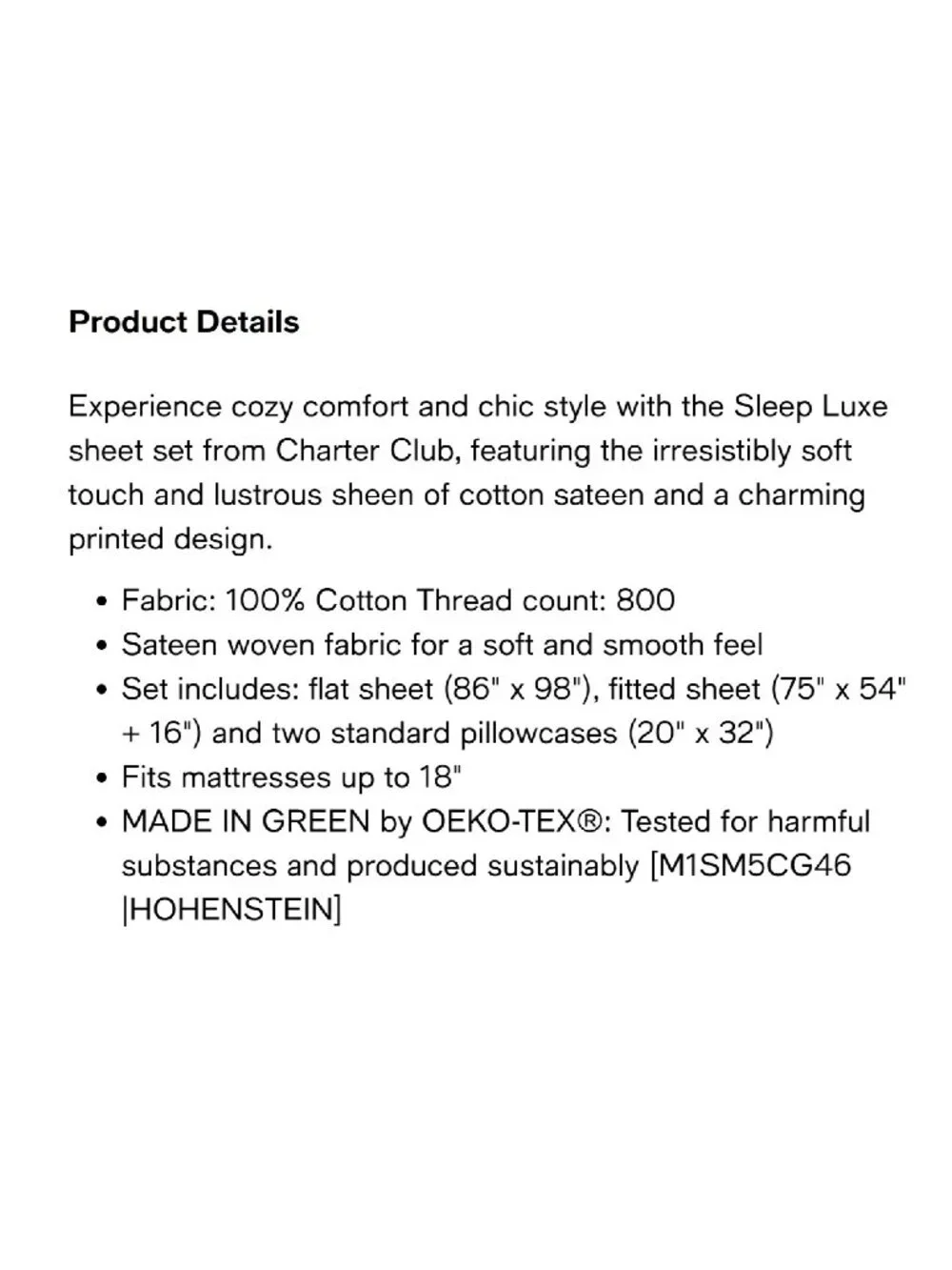 new Charter Club Sleep Luxe 800 TC 100% Cotton FULL Sheet Set - Pebble Pattern